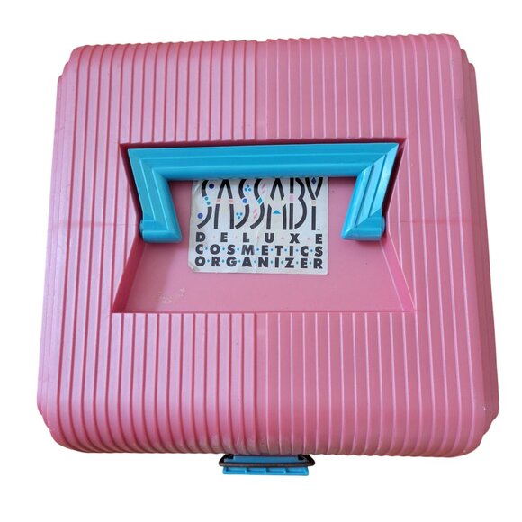 Sassaby Deluxe Pink Cosmetics Organizer Mirror Compartments Sewing Makeup Travel - Picture 12 of 14